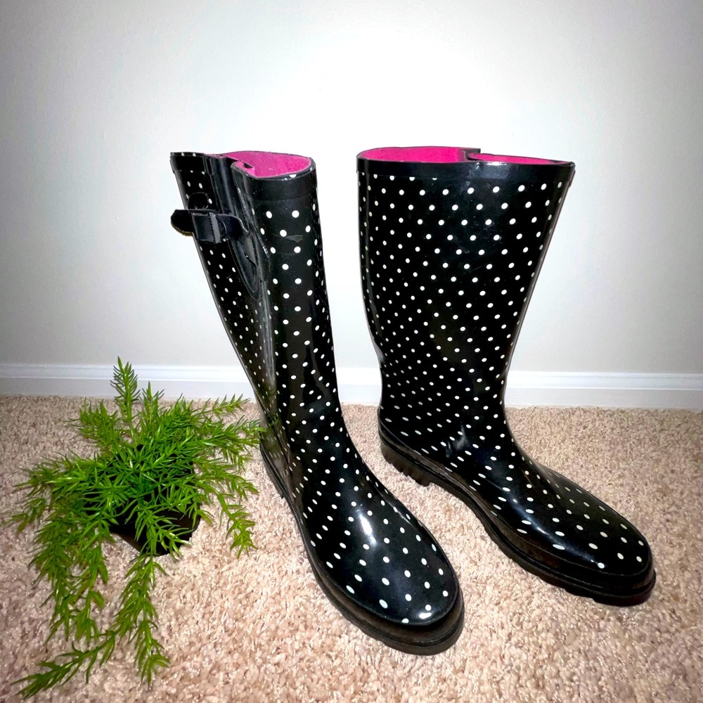 Tall Polka Dot Rain Boots
